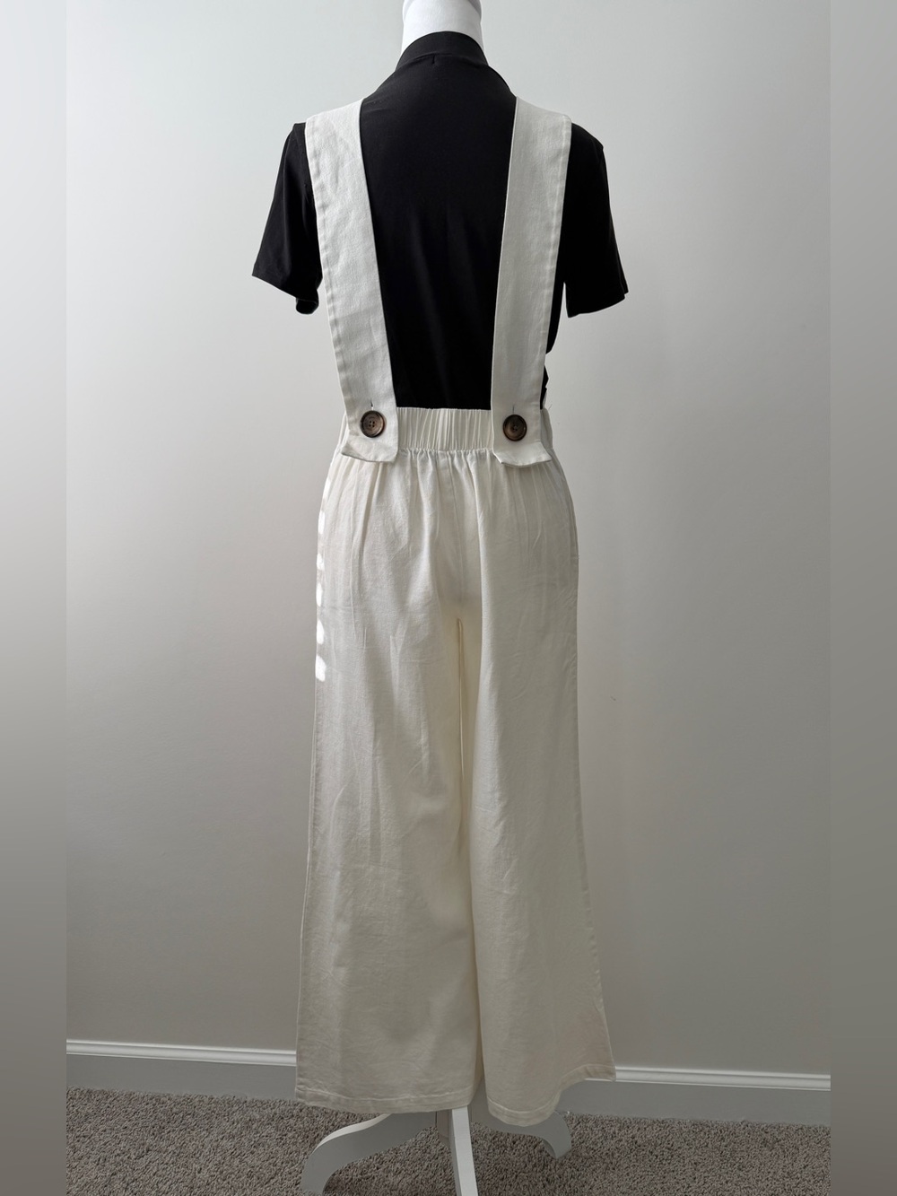Preloved Cream Wide-Leg Overalls Jumpsuit - Picture 8 of 16